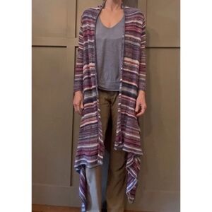 Billabong Striped Open Front Duster Cardigan Sweater Boho Beach Size Medium